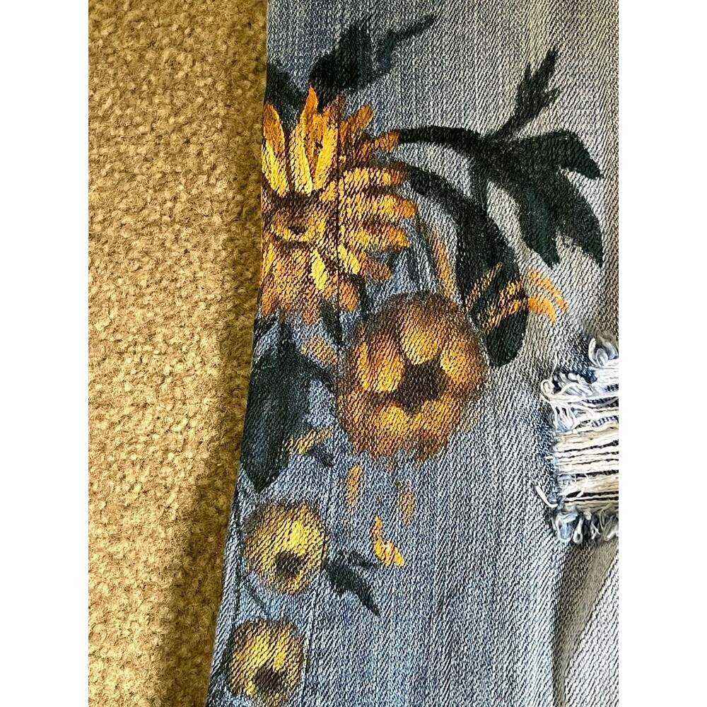 Pilcro & The letterpress high-rise jeans Sz 32 Floral Painted Denim - Picture 4 of 10